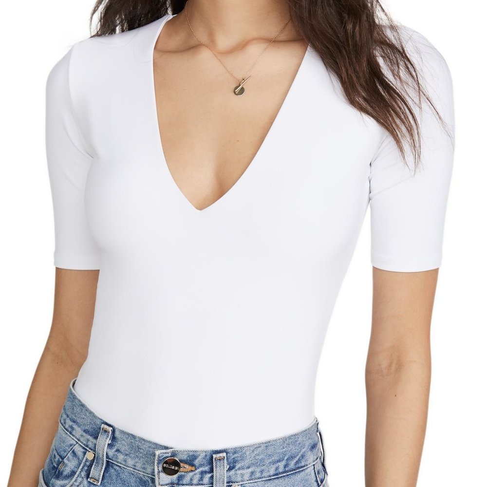 Alix NYC Classic Collection Ludlow Thong Bodysuit in White Size Small